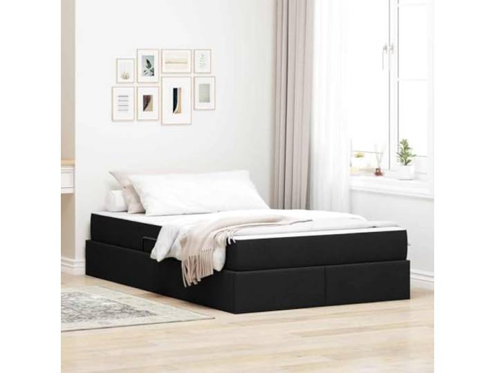 Polyester Staubett mit Matratze Schlankes Design Metallrahmen Schwarz 120 x Stauraumbett mit Matratze Schwarz 120x200 cm Polyester Metallrahmen Hydraulik-Liftsystem Bettkasten