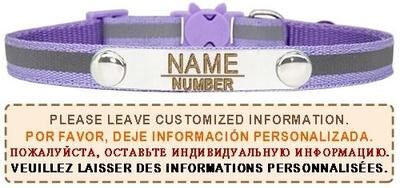 Uplift Essentials Reflective Personalized Breakaway Cat Collar purple