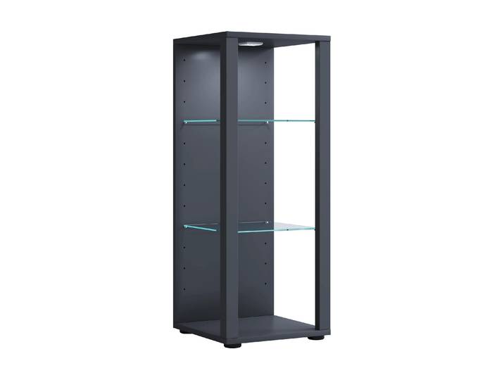 Vitrine VCM, schwarz, B:35cm H:90cm T:35cm, Glas, MDF, Schränke, Vitrine