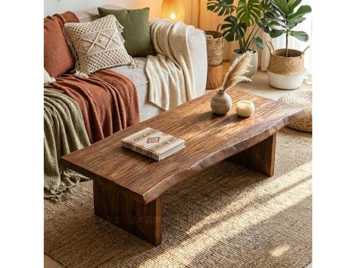 TgrGiEDenLO Handgefertigter Massivholz-Couchtisch, Flache einzigartige Form Design-Möbelstück, geeignet für Luxusvillen und edle gehobene zeitgemäße Wohninterieurs(80x45cm/31.5x17.7in)