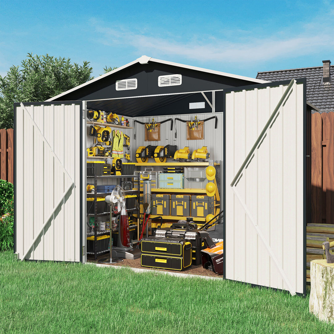 Blue Elephant 8 Ft. W X 6 Ft. D Metal Storage Shed Black 236.2cm W X 175.3cm D X 195.1cm H