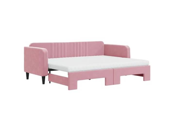 KTHLBRH Ausziehbares Schlafsofa mit 2 Matratzen, Rosa, 80 x 200 cm, Samt 2 Schaumstoffmatratzen, Gestell aus Massivholz und Metall, Latten aus Sperrholz, Bezug aus Kupfergewebe,