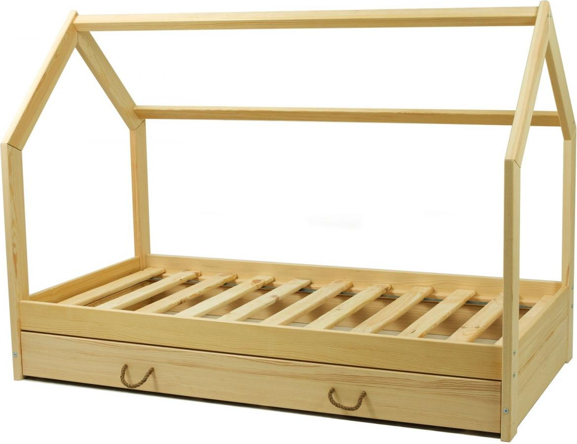 Skandinavisches Hausbett 160x80cm + Holzschublade