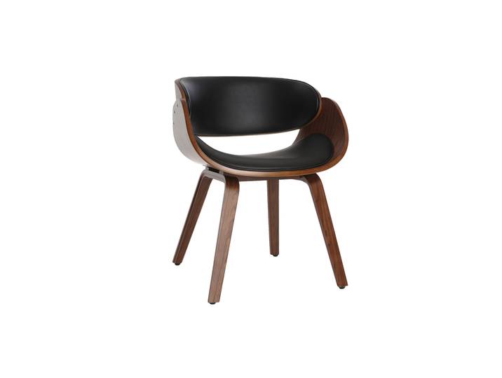 Chaise design noir et bois foncé noyer BENT