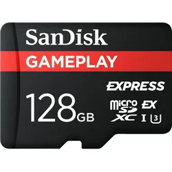SANDISK Express GamePlay (128 GB, microSD, microSD Express, microSDXC, U3, UHS-I), Speicherkarte, Schwarz