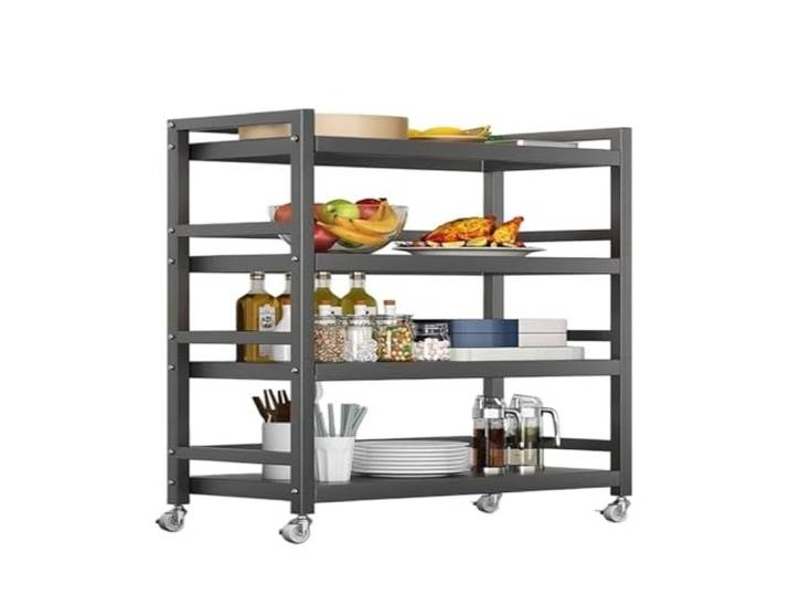 Rv2sGf3kH Küchenwagen Mobiler Lebensmittelzubereitungswagen, rollendes Servierregal for die Organisation von Beilagen im Restaurant(Groß)