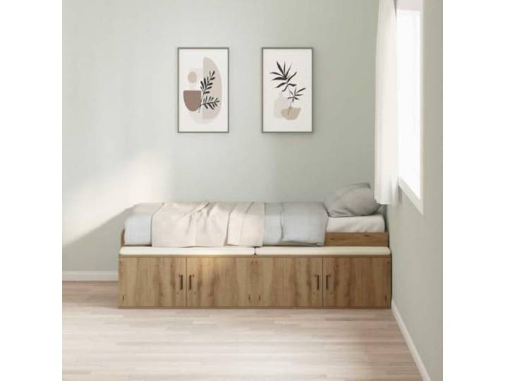 KTHLBRH Boxspringbett Eiche Handwerk 80 x 200 cm Technisches Holz, integrierte Schubladen, modernes Design, einfache Reinigung