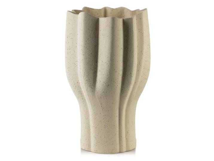 Mondex Vase Manon 19/32 cm Poliresin, Beige, Kunststoff, 32 cm, Dekoration, Vasen, Keramikvasen