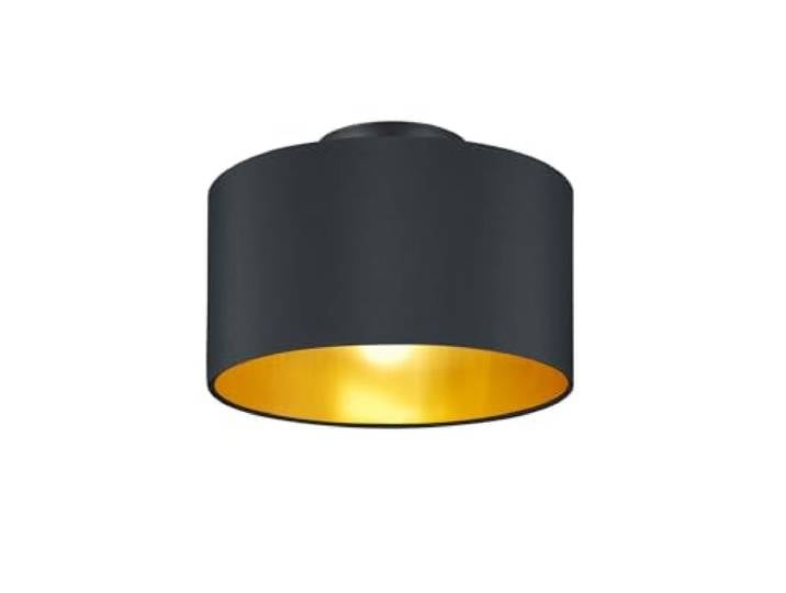 Trio Leuchten Hostel 608200279 Deckenleuchte, Metall, Stoffschirm Schwarz Matt/Gold