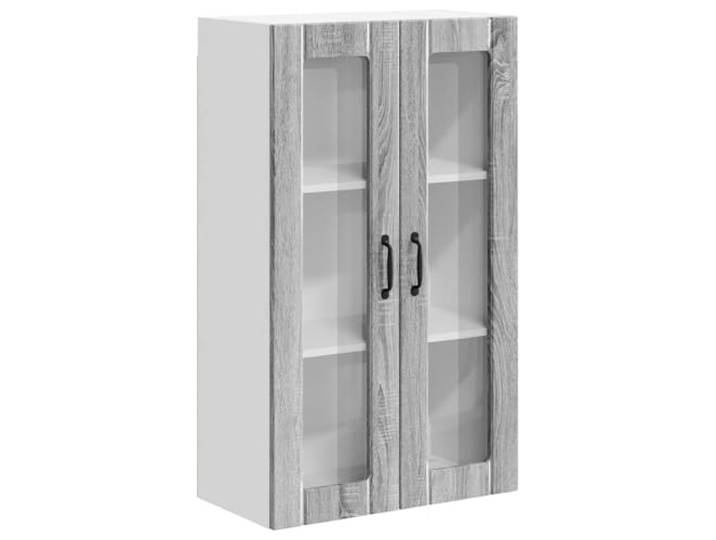 IBUQDDV Wandglas-Schrank Lucca Graues Sonoma 60 x 31 x 100 cm Holzwerkstoff, rechteckige Form, für Innenbereich, minimalistisches Design, robuste Rahmenkonstruktion