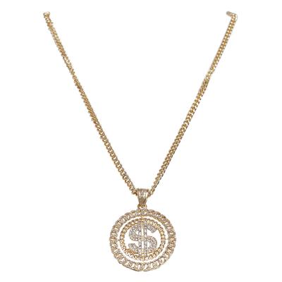Edelstahlkette URBAN CLASSICS "Urban Classics Unisex Dollar Diamond Necklace", gold, Halsketten, Damen, onesize, Zink, Edelstahlkette