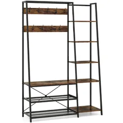 Helloshop26 - Garderobenständer mit Sitzbank und Ablagen 118 x 40 x 180 cm optimale Sicherheit und industrielles Design aus 20_0017618