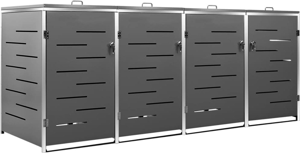 Mülltonnenbox für 4 Tonnen 276,5x77,5x115,5 cm Edelstahl