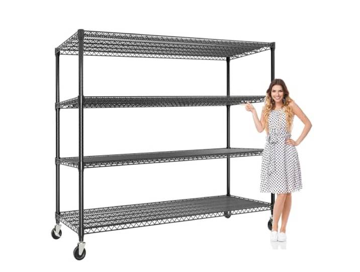 ARTEMOTUS Schwerlast-Rollregal Aus Metall, Drahtregal Höhenverstellbar - 4 Ebenen