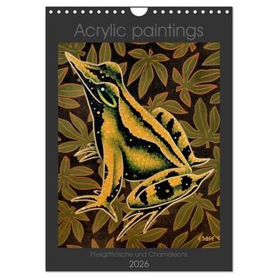 Acrylic paintings - Pfeilgiftfrösche und Chamäleons (Wandkalender 2026 DIN A4 hoch), CALVENDO Monatskalender