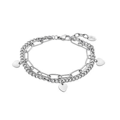 Armband LOTUS "Essentials - Herzen", edelstahlfarben, Armbänder, Damen, 20cm, Edelstahl, Armband