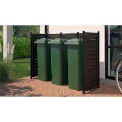 Mülltonnenabtrennung Lund - Mülltonnenverkleidung aus Kiefer/Fichte, Schwarz – robuste Mülltonnenbox für Vorgarten – Mülltonnenabdeckung