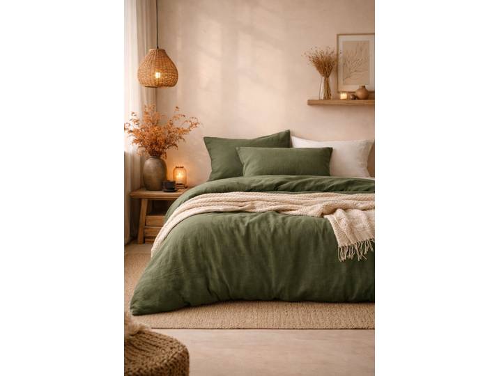 Parure de couette en gaze de coton kaki