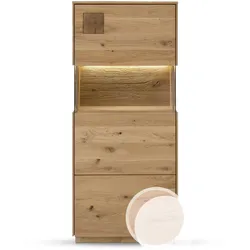 Massivholz »Davos« Highboard I Wildeiche natur geölt / Anschlag rechts / ohne Beleuchtung