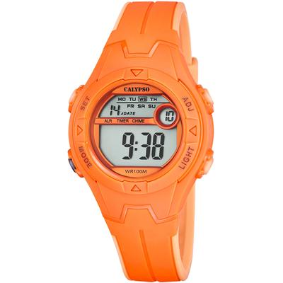 Chronograph CALYPSO WATCHES "Junior Collection", orange, Armbanduhren, Kinder, Chronograph, Kinderuhr, Quarzuhr, Armbanduhr, digital, Datum, Stoppfunktion
