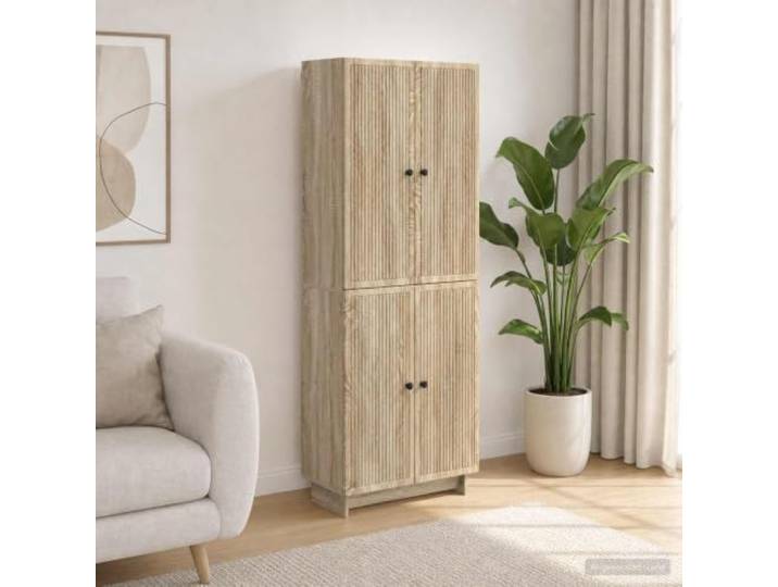 RJPLMFV 2-teiliges Möbelset Sonoma-Eiche, 66 x 34,5 x 90 cm Integrierte LED-Lichter, USB-Steckdosen, Schubladen-Regal, modernes Design