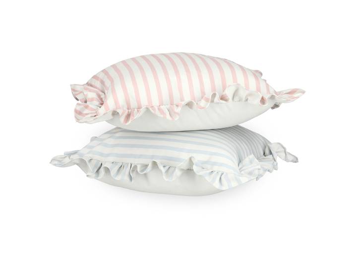 Housse de coussin volant Rose foncé/Rosé 45 x 45cm Tissu mélangé