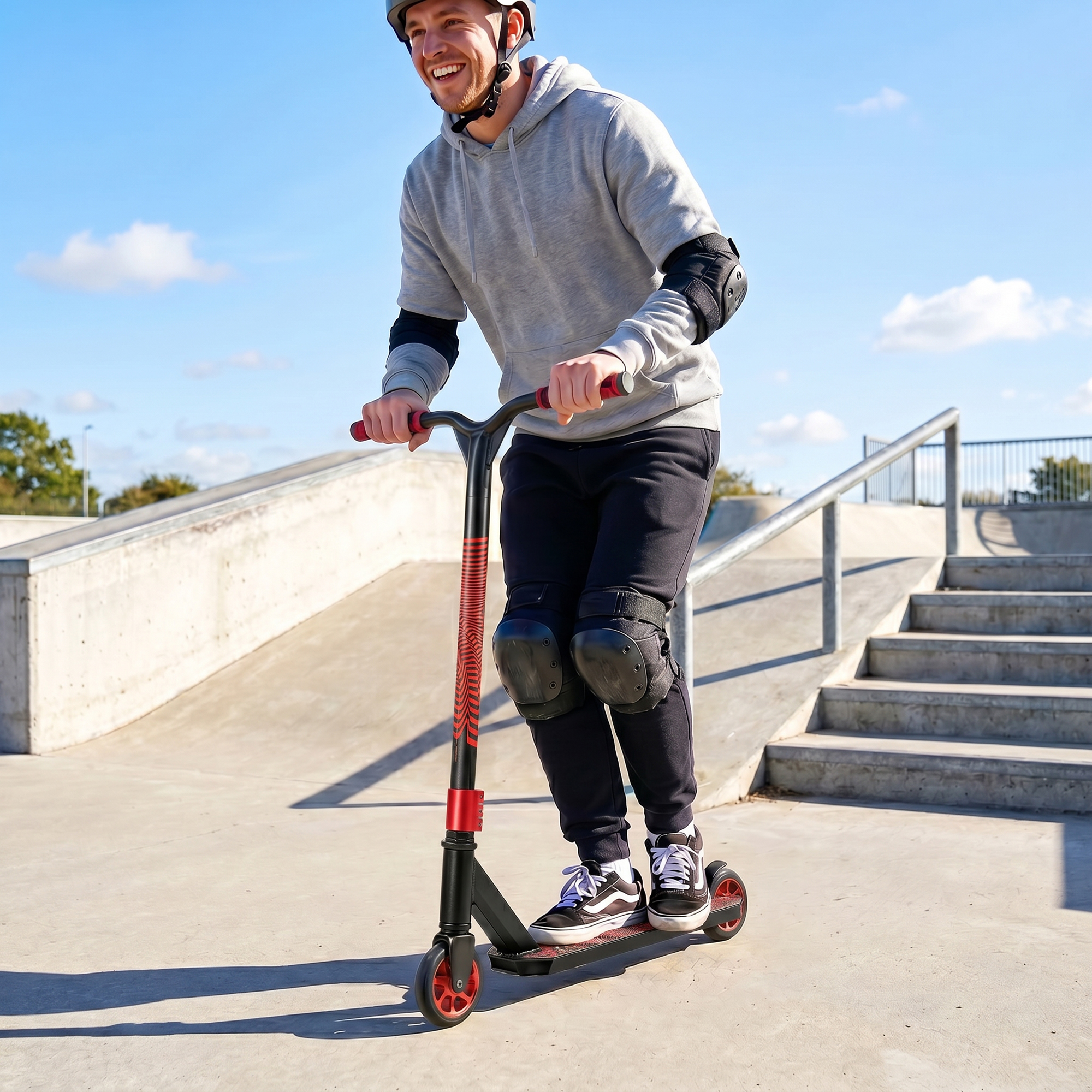 Sportnow Scooter Acrobatico con Cuscinetti ABEC-9, Ruote 120mm e Rotazione 360°, 66x47x81 cm, Rosso   Aosom Italy