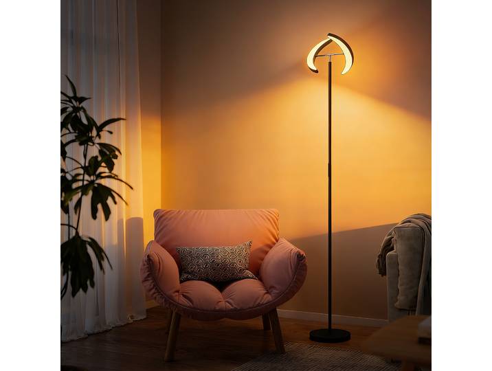 HOMCOM Lampadaire Dimmable Double Tête Pivotante Noir
