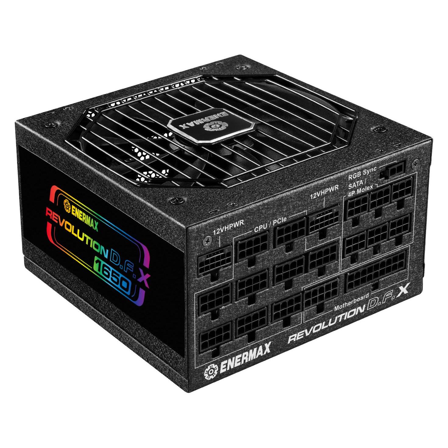 Enermax Revolution D.F. X ARGB ATX3.0 PCI-e 5.0 Kompakt PC Netzteil 1650W 80Plus Gold Vollmodula 2x (1650 W) (ERT1650EWT)
