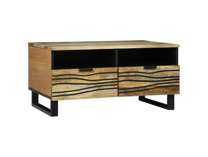 KUTYWEXFM Couchtisch Holzwerkstoff Wohnzimmertisch 80x54x40 cm Natur Stilvoller Sofatisch mit Schublade für Ordnung im Wohnzimmer. Robuste Akazie-Optik passend zu modernen Einrichtungen.