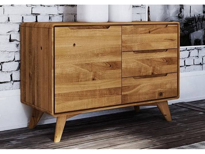 Kommode 90x65cm 'Jakob' Wildeiche massiv geölt 3 Schubkästen