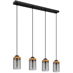 Globo 15557-4H Deckenleuchte Finca 4x40W | E27 - Schwarz, Holz, Rauch