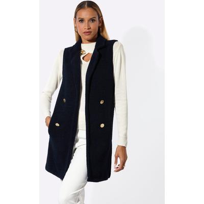 Longweste CREATION L, Damen, Gr. 42, blau (marine), 80% Polyester, 20% Polyamid, unifarben, Westen Longweste
