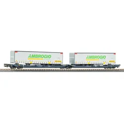PIKO 24635 H0 Taschenwagen T3000e mit 2 "Ambrogio" Trailern, Cemat, Ep. VI
