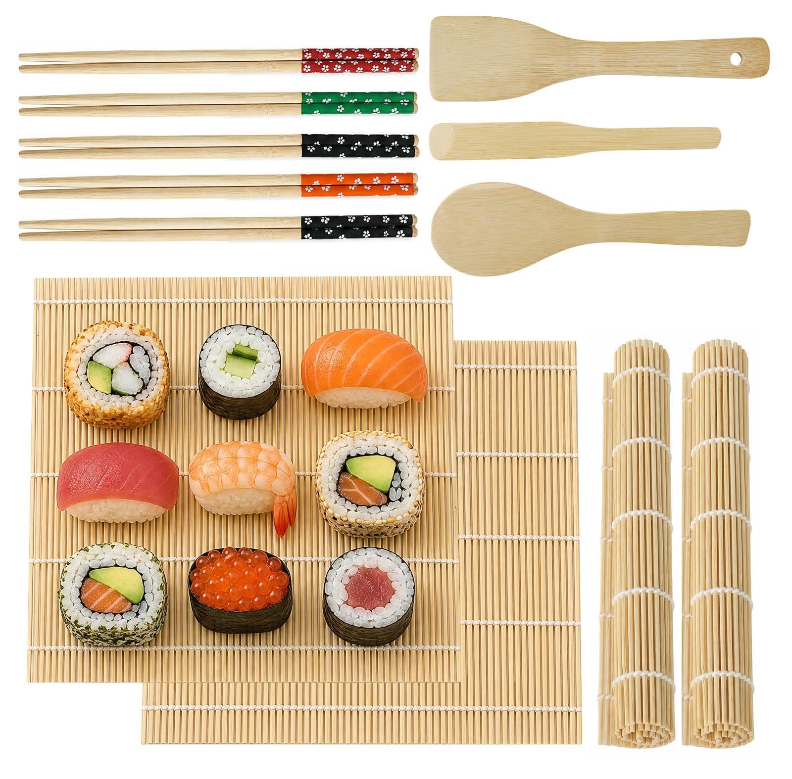 Dripio Sushi-set, 12-delig, inclusief bamboematten, eetstokjes en rijstschepjes