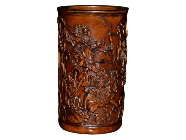 Statu de décoration pour la maison, porte-brosse en bois sculpté, guerrier chinois des trois royaumes, artisanat artisanal, Figure historique générale