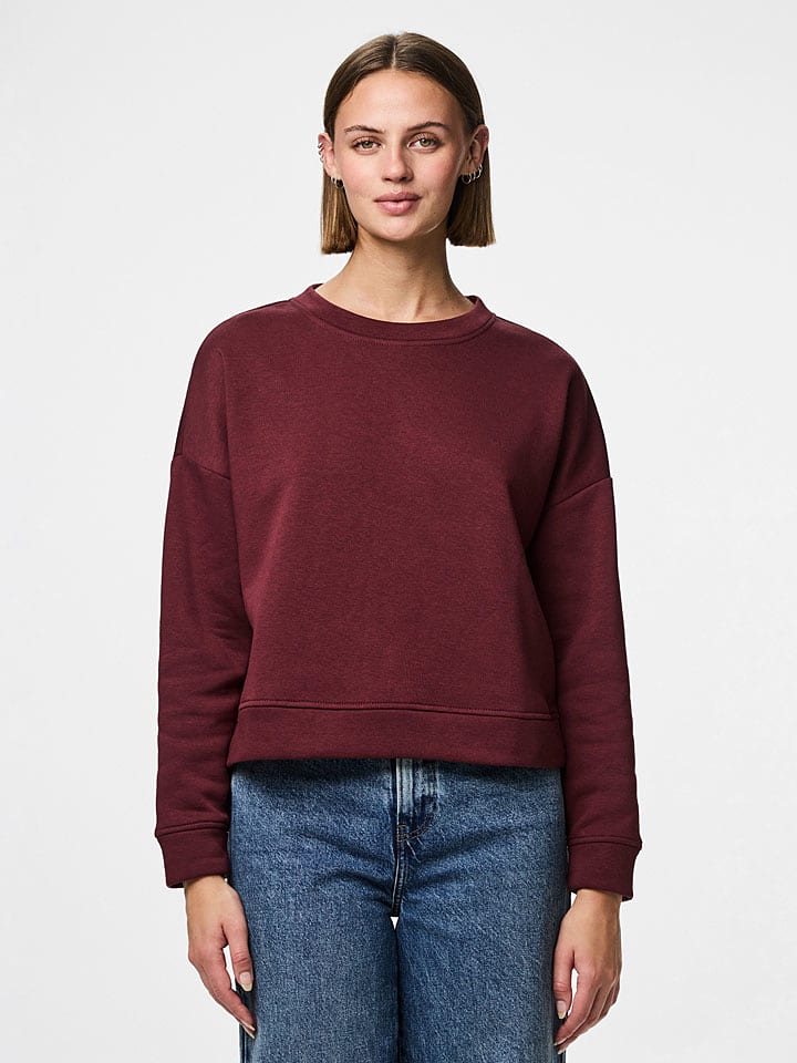 Pieces Sweatshirt "Chilli" in Dunkelrot - XS