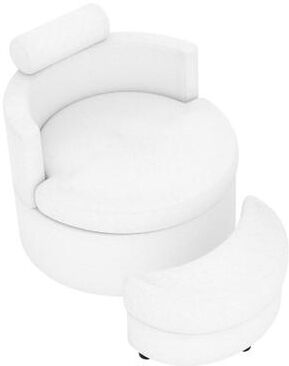 Costway 360° Swivel Accent Chair with Half Moon Storage Ottoman-White