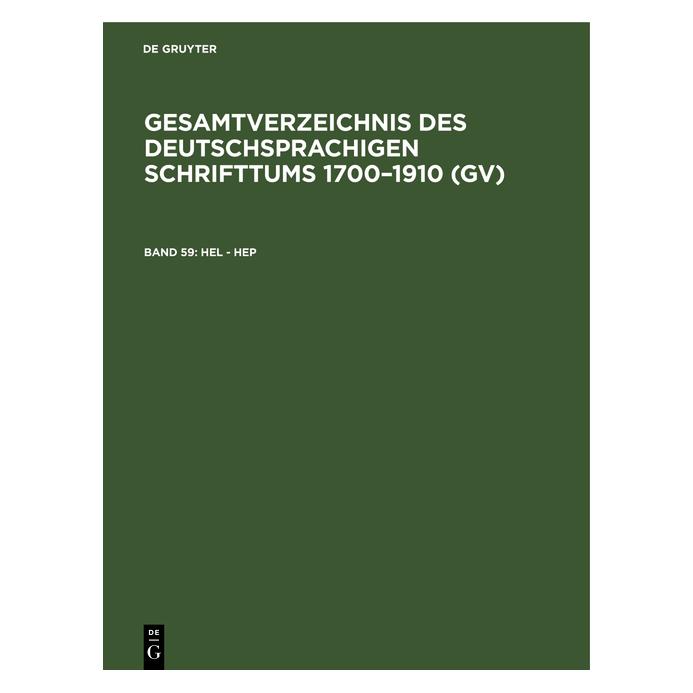 De Gruyter Hel - Hep (Deutsch, Hardcover, Hilmar Schmuck, Peter Geils, Willi Gorzny) (67771749)