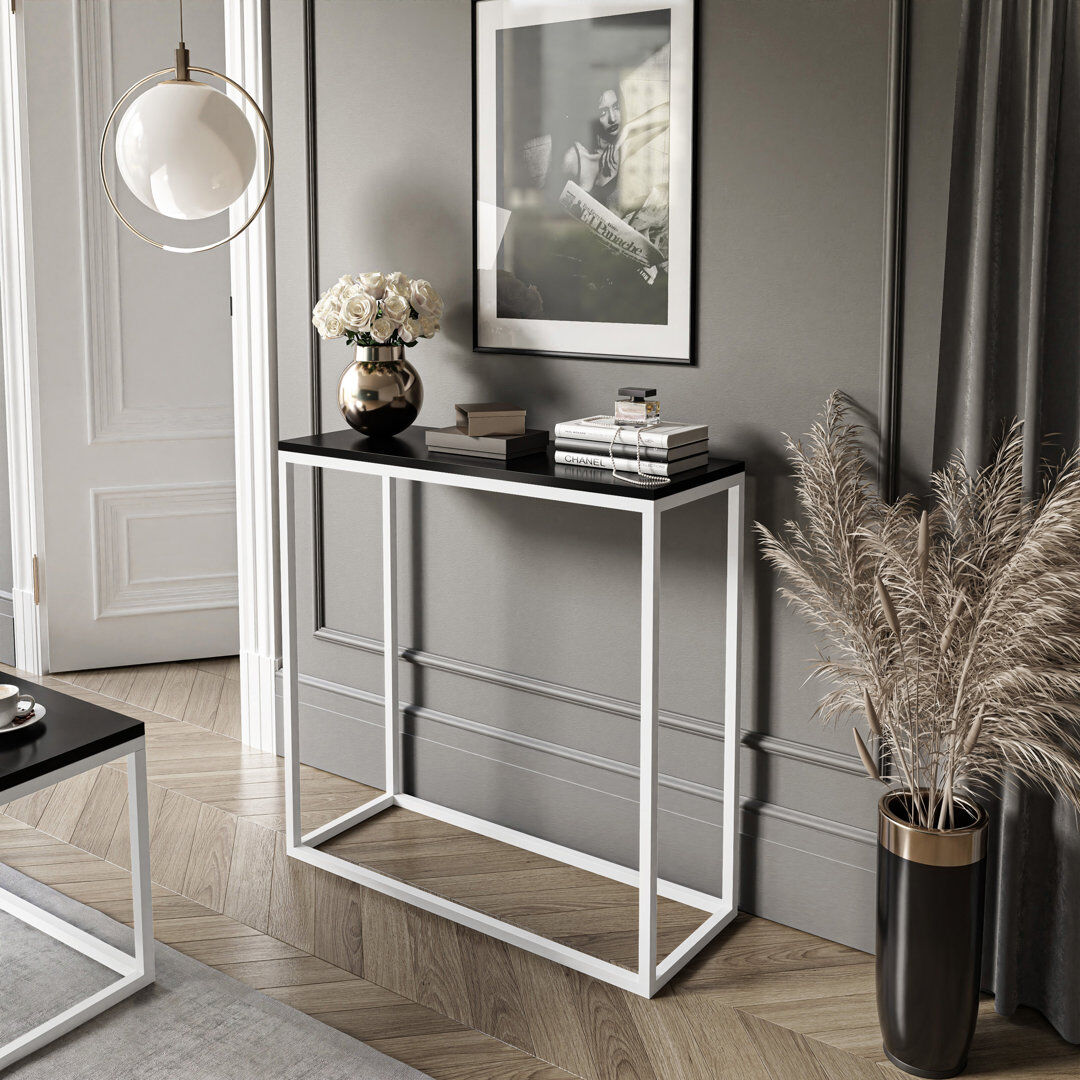 Zipcode Design Burmaster Console Table White/Black 80cm H x 80cm W x 30cm D