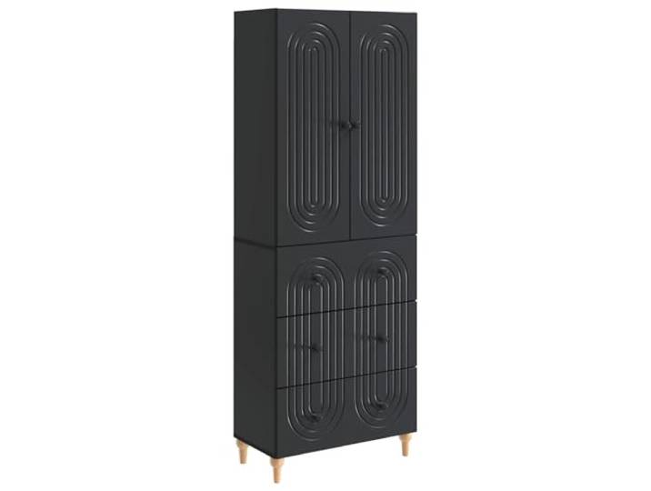 Makastle Highboard Schwarz Holzwerkstoff 66x34,5x90 cm