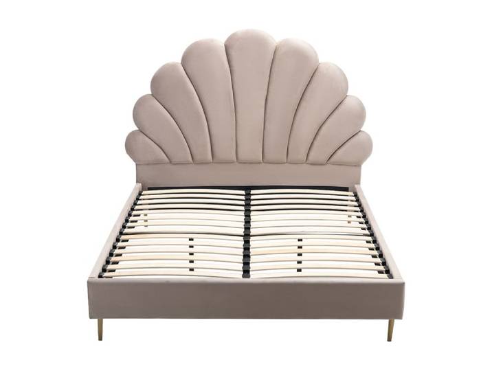 Cadre de lit velours beige 140 x 190