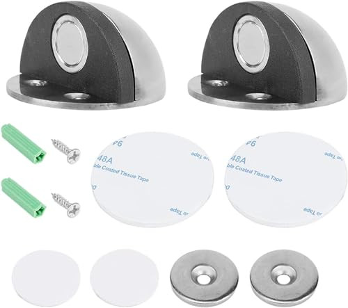 2 stuks Magnetische Deurstopper Half Maan - RVS met Rubber Bumper voor Vloer en Wand