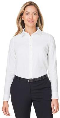 Devon & Jones DG505W Women's CrownLux Performance Spencer Poplin Dress Shirt in White size Large   Triblend