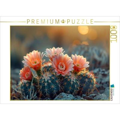 CALVENDO Puzzle Lachsrosa Blühende Kakteen in der Wüste | 1000 Teile Lege-Größe 64x48cm Foto-Puzzle für glückliche Stunden