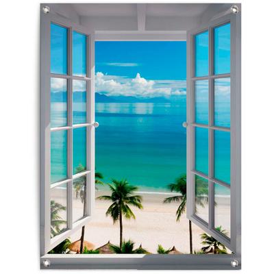 Poster REINDERS "Fenster zum Strand", blau (farbe bild(er): blau), B:60cm H:80cm T:0,1cm, Leinwand, Bilder, Poster
