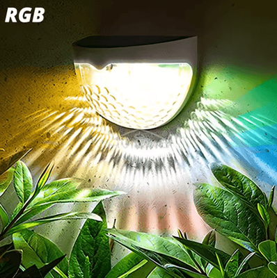 Inspire Picks 6LED Half Round Solar Step & Fence Lights Waterproof Outdoor Garden Wall Lamps rgb black Shell