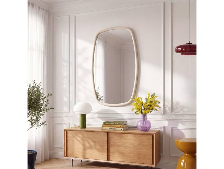 HABITAT - Miroir rectangulaire en bois laqué - 80 x 120 cm - Crème - Ysao