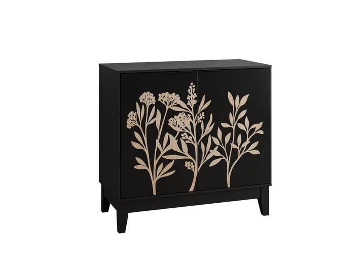 Buffet en mdf avec étagères réglables noir