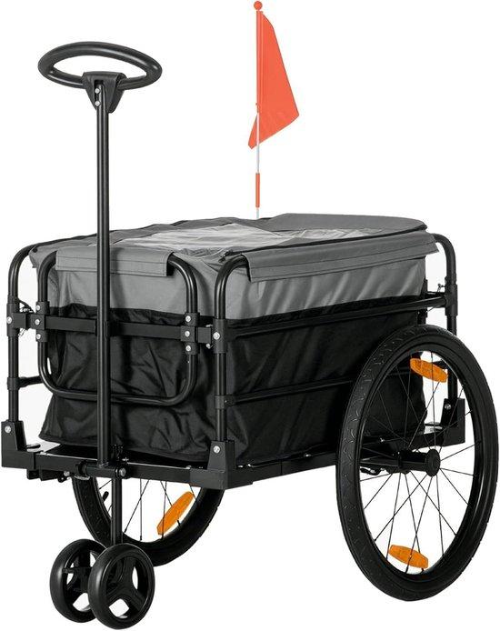 Fahrradanhänger für den Transport von Waren - Transportwagen - Gütertransport - 2-in-1-Design - Tragfähigkeit: 40 kg - Schwarz-Grau